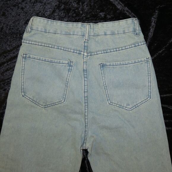 Vintage Embroidered Butterfly Oversized Baggy Jeans Womens Stonewash Whisker GUC - Picture 8 of 11